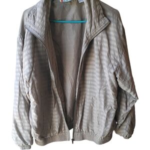 Vintage EVR Windbreaker/Bomber Jacket Silk Shell Zip Jacket in Light Beige